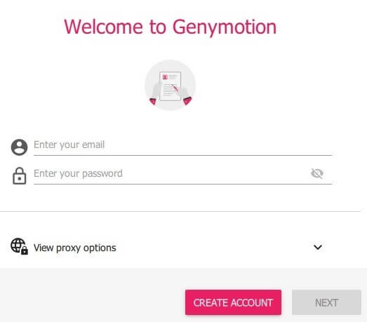 create a account for genymotion