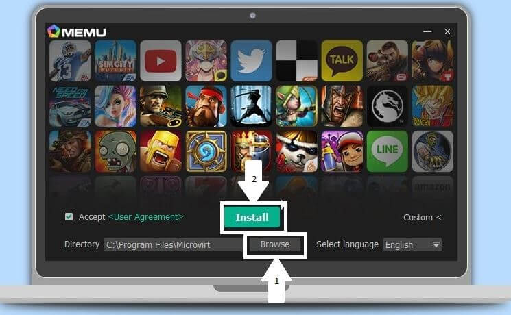 install the memu player after selecting directory