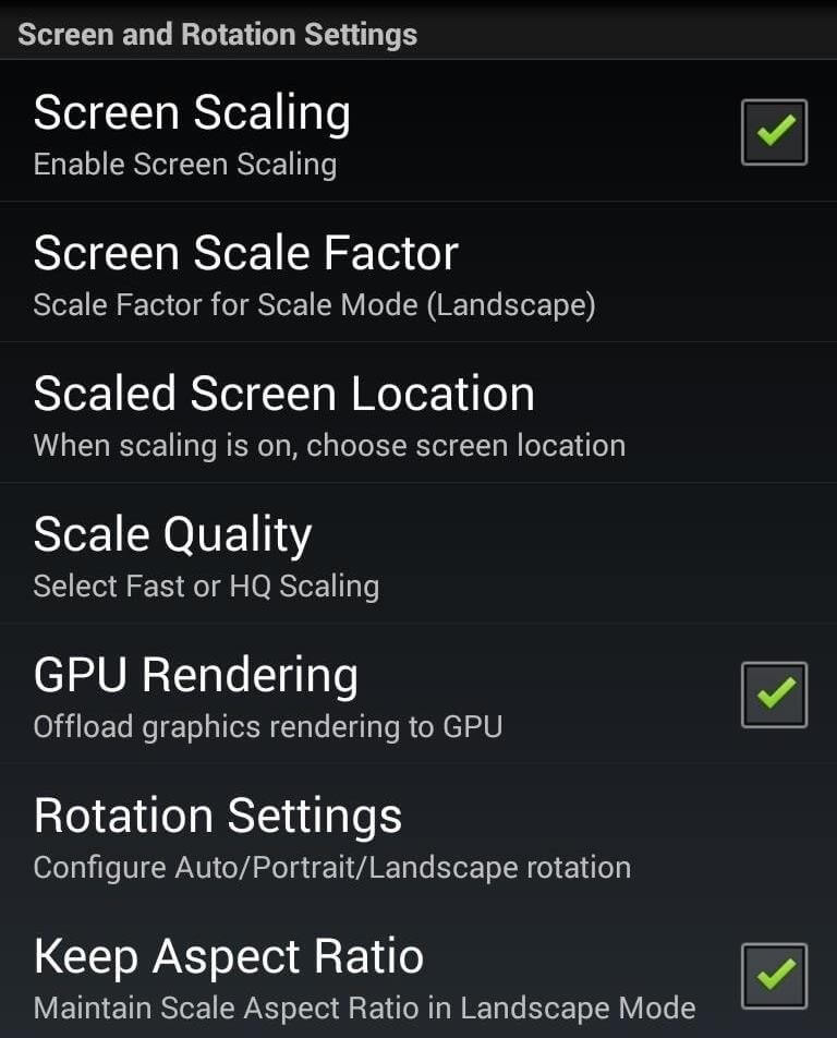 enable the option of screen scaling