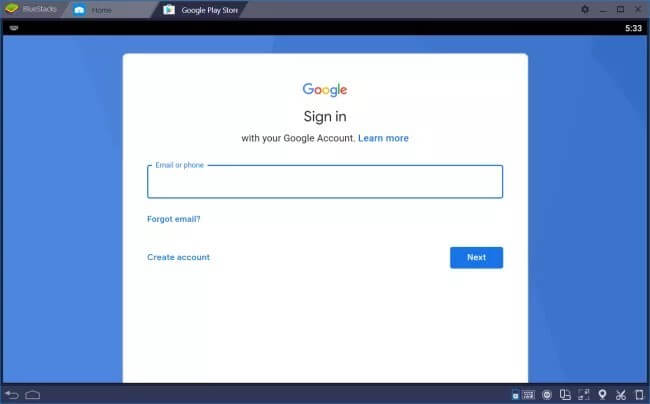 sign in to bluestacks using gmail account