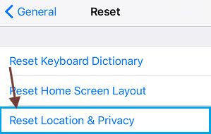 Figure 21 reset location and privacy settings
