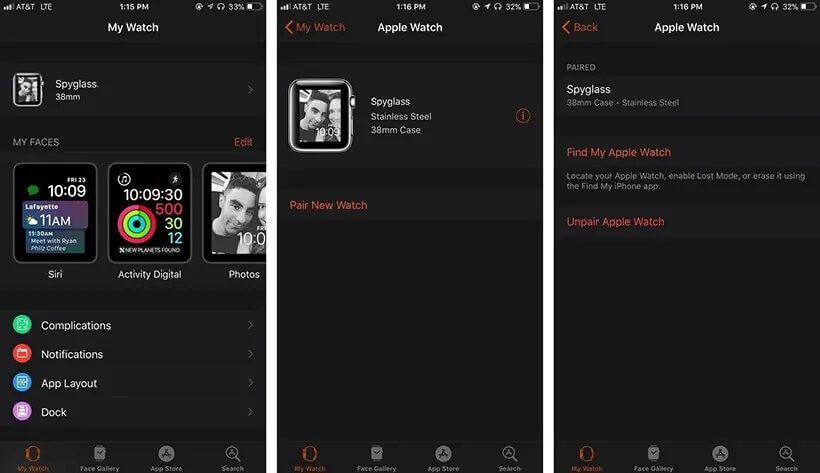 unpair apple watch
