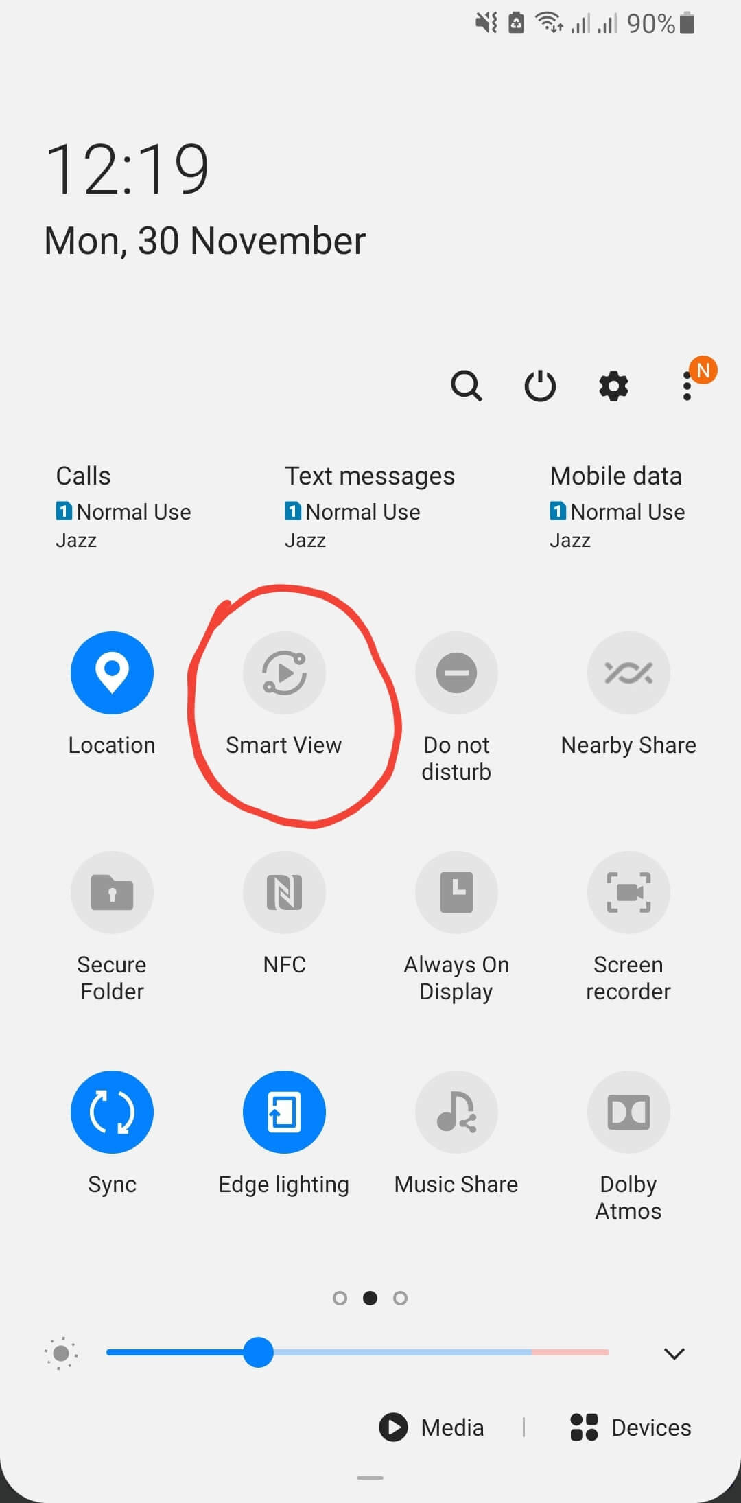 tap on smart view option