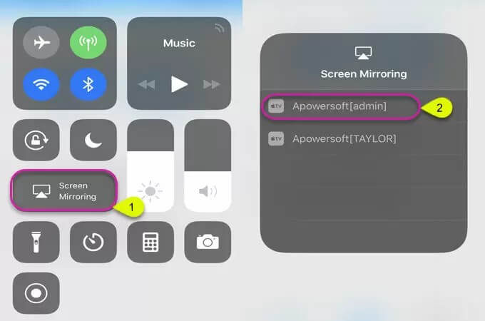 access screen mirroring option
