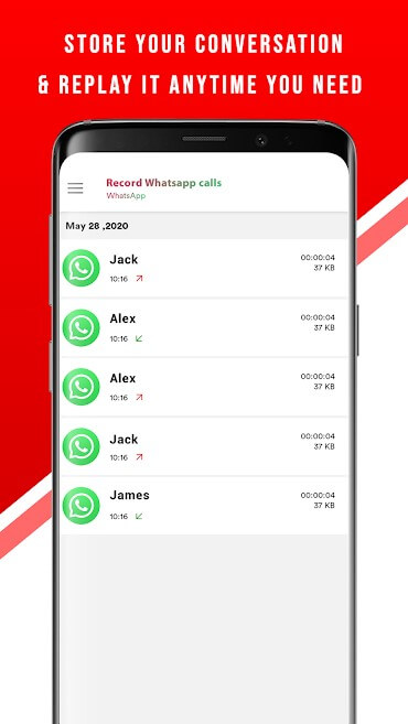 record whatsapp calls interface