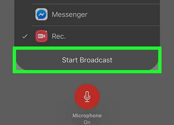 click on start broadcast