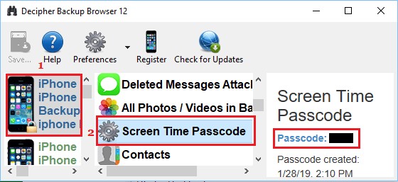 screen time passcode displayed