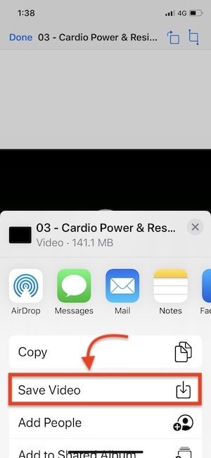 tap on the save video
