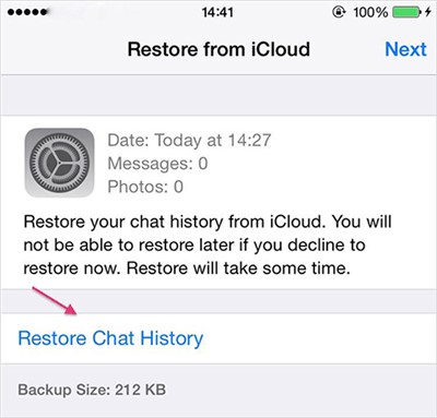 restore whatsapp messages on iphone