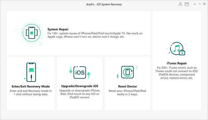 anyfix ios system recovery interface