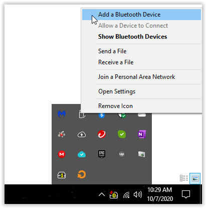 select “Add a Bluetooth Device”