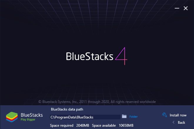 choosing location folder for installing bluestacks on pc