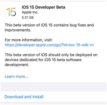 ios 15 developer beta