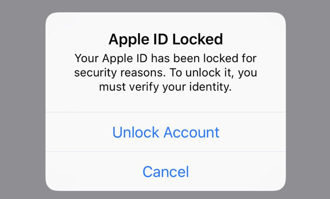 apple id locked message