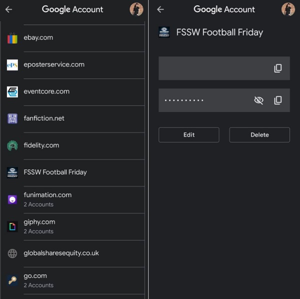 change google passwords on android