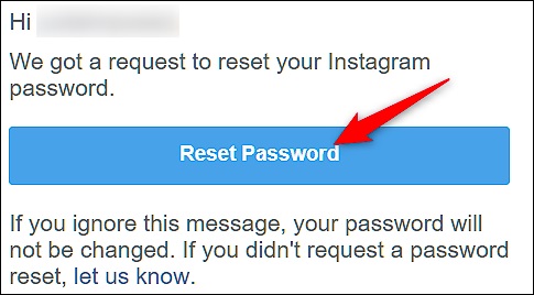 instagram password reset email