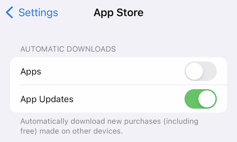 enabling automatic updates for apps