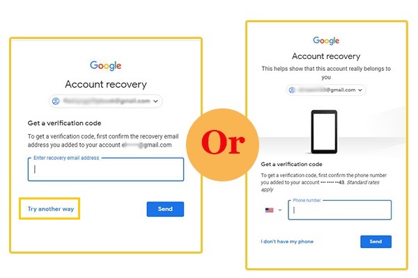 gmail password recovery options