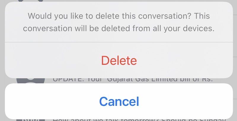 confirm delete to delete messages