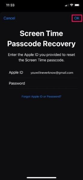 insert the apple id