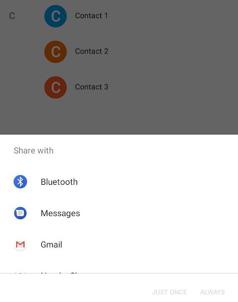 select bluetooth as the method to share with