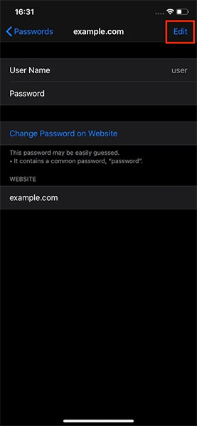 edit password on iphone 3