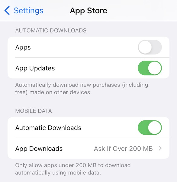 app download settings