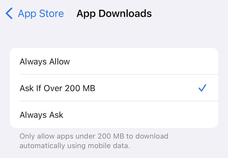 app downloads settings