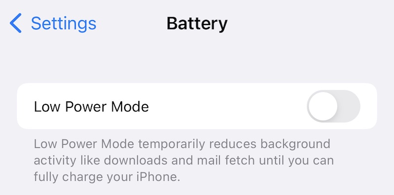 disable low power mode