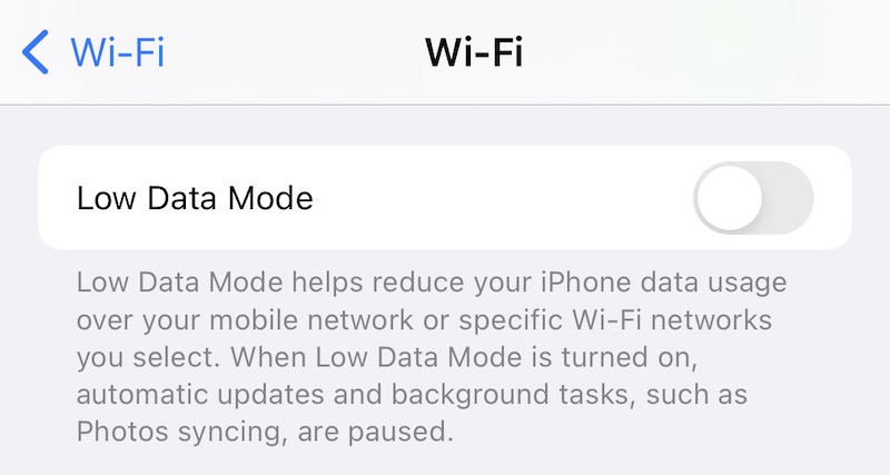  disable low data mode