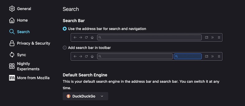 change default search engine in firefox