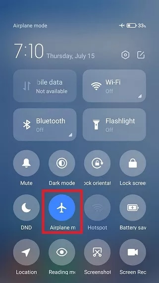 turn on airplane mode on android