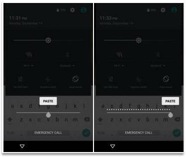 bypass android lock copy and paste the characters