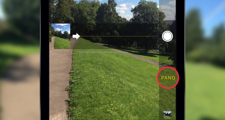 pano feature in ipad camera