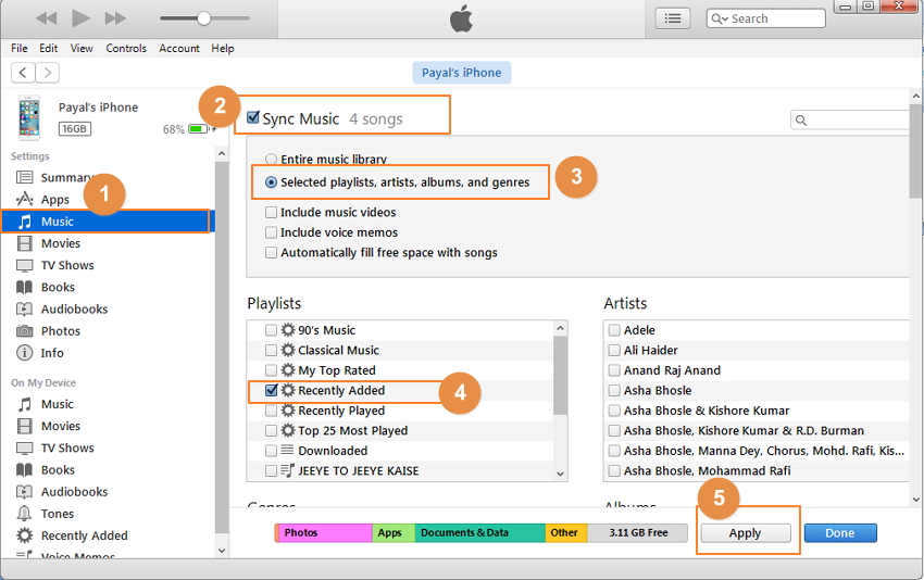 Transfer Music from iPhone to iPhone Using iTunes-step 3.2