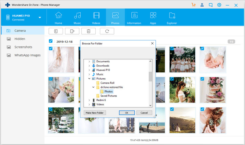 select photos and transfer to pc