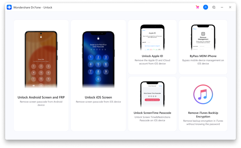 drfone interface – unlock apple id