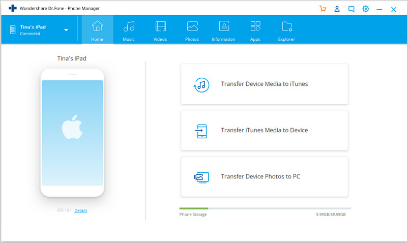 Transfer Apps from iPad to PC - Start iPad transfer tool