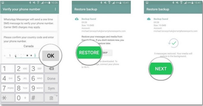 Restore WhatsApp from Google Drive