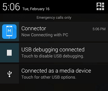 usb debugging connected