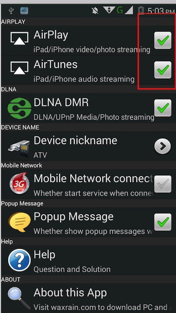 AirPlay From Android with DLNA-Streaming services