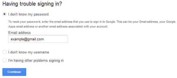 reset Gmail password on Android-create an account