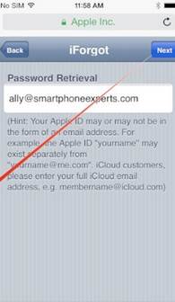 reset the forgotten iCloud password settings