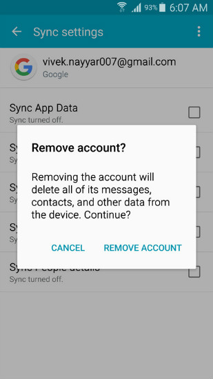 recover samsung contacts - remove account