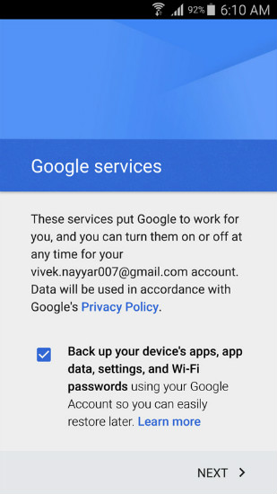 recover samsung contacts - add new google account