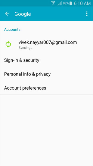 recover samsung contacts - add new google account