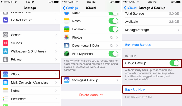 how to backup messages on iphone with iCloud
