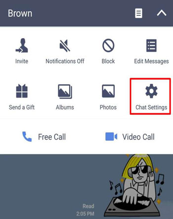 backup line chat manually- Select chat settings