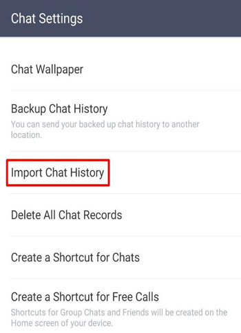 backup line chat manually-Tap import chat history