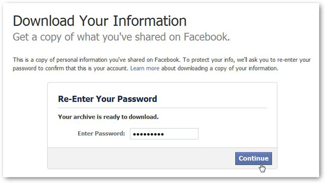 reenter password to recover facebook messages